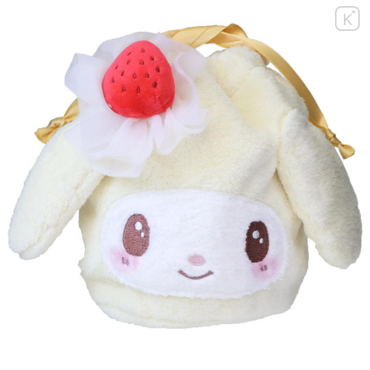 Japan Sanrio Plush Drawstring Bag - My Melody : Sweet Cakes Collection Strawberry - 1
