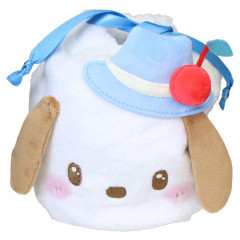 Japan Sanrio Plush Drawstring Bag - Pochacco : Sweet Cakes Collection Strawberry