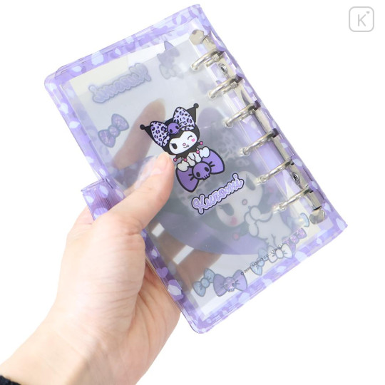 Japan Sanrio 6 Hole Sticker Binder - Kuromi : Gal Art Big Ribbon Leopard - 2