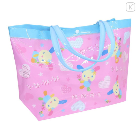 Japan Sanrio Waterproof Vinyl Beach Bag & Pool Tote - Usahana : Heart Pink - 2