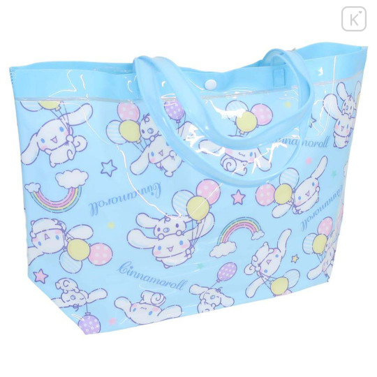 Japan Sanrio Waterproof Vinyl Beach Bag & Pool Tote - Cinnamoroll : Sky Party Blue - 2