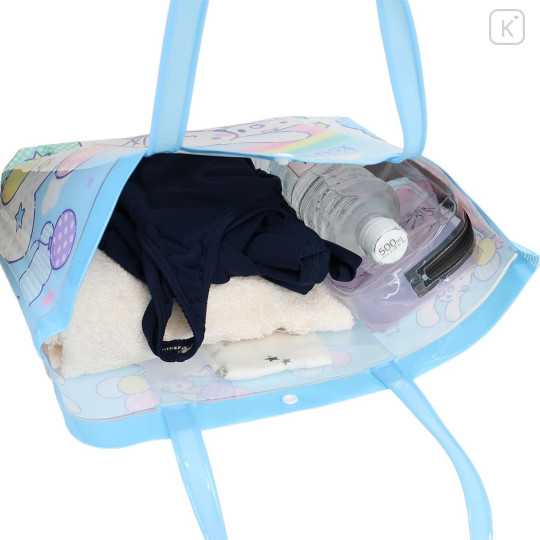 Japan Sanrio Waterproof Vinyl Beach Bag & Pool Tote - Cinnamoroll : Sky Party Blue - 3