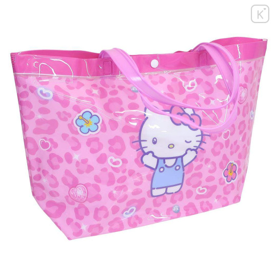 Japan Sanrio Waterproof Vinyl Beach Bag & Pool Tote - Hello Kitty : Leopard Pink - 2
