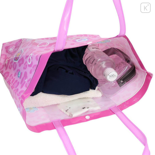 Japan Sanrio Waterproof Vinyl Beach Bag & Pool Tote - Hello Kitty : Leopard Pink - 3