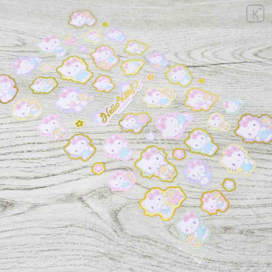 Japan Sanrio Gold Accent Sticker - Hello Kitty & Tiny Chum : Flower Blossom - 2