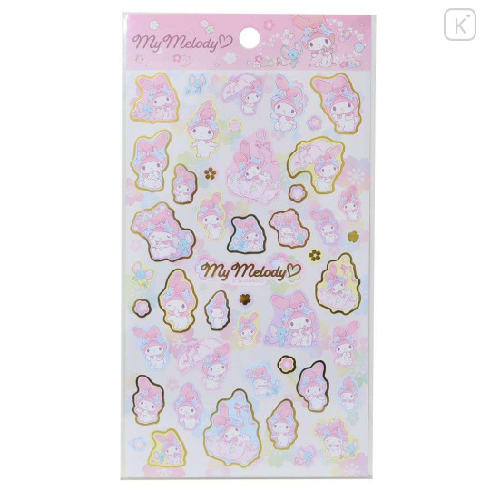 Japan Sanrio Gold Accent Sticker - My Melody : Flower Blossom - 1