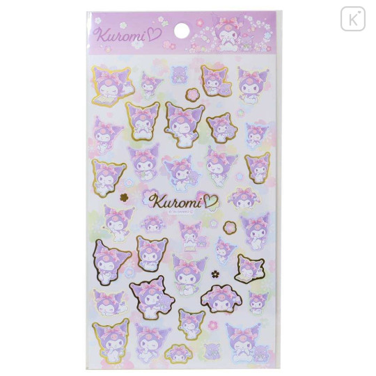 Japan Sanrio Gold Accent Sticker - Kuromi : Flower Blossom - 1