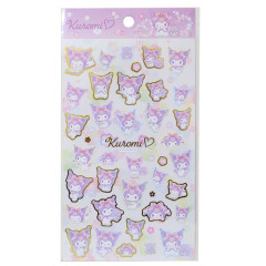 Japan Sanrio Gold Accent Sticker - Kuromi : Flower Blossom