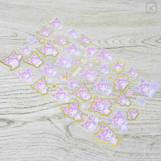 Japan Sanrio Gold Accent Sticker - Kuromi : Flower Blossom - 2