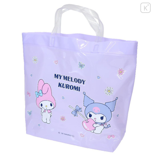 Japan Sanrio Waterproof Vinyl Beach Bag & Pool Tote - Kuromi & My Melody : Purple - 1