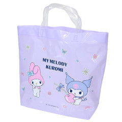 Japan Sanrio Waterproof Vinyl Beach Bag & Pool Tote - Kuromi & My Melody : Purple