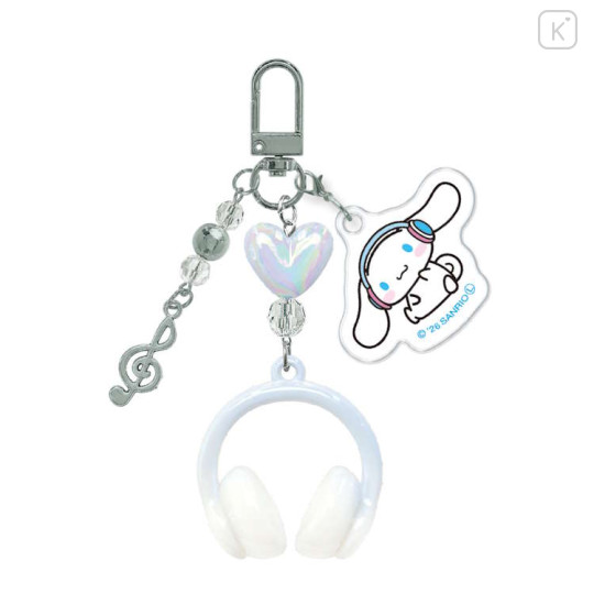 Japan Sanrio Triple Charm Keychain - Cinnamoroll : Headphone Music Notes - 1