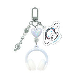 Japan Sanrio Triple Charm Keychain - Cinnamoroll : Headphone Music Notes