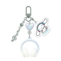 Japan Sanrio Triple Charm Keychain - Cinnamoroll : Headphone Music Notes - 1