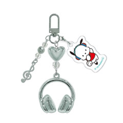 Japan Sanrio Triple Charm Keychain - Pochacco : Headphone Music Notes