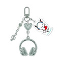 Japan Sanrio Triple Charm Keychain - Pochacco : Headphone Music Notes - 1