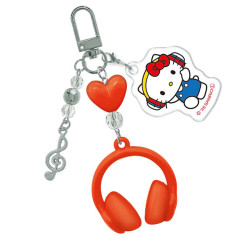 Japan Sanrio Triple Charm Keychain - Hello Kitty : Headphone Music Notes