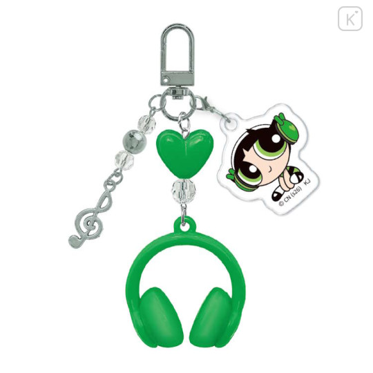 Japan The Powerpuff Girls Triple Charm Keychain - Buttercup : Headphone Music Notes - 1