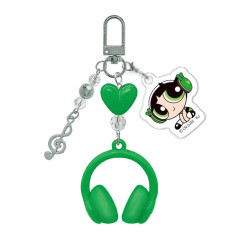 Japan The Powerpuff Girls Triple Charm Keychain - Buttercup : Headphone Music Notes
