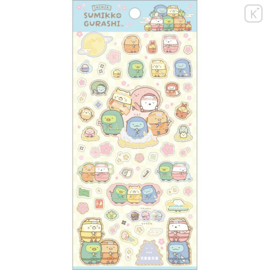 Japan San-x Washi Cotton Seal Sticker - Sumikko Gurashi : Ninja Training Light Yellow - 1