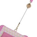 Japan Sanrio Pass Case Card Holder & Reel - Usahana : Face Gingham Pink - 4