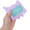 Japan Sanrio Pass Case Card Holder & Reel - Kuromi : Face Gingham Purple - 2