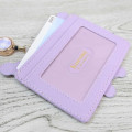 Japan Sanrio Pass Case Card Holder & Reel - Kuromi : Face Gingham Purple - 3