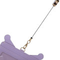 Japan Sanrio Pass Case Card Holder & Reel - Kuromi : Face Gingham Purple - 4