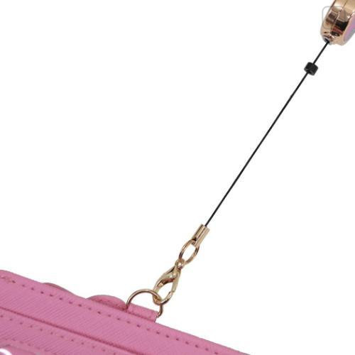 Japan Sanrio Pass Case Card Holder & Reel - Hello Kitty : Face Pink - 4