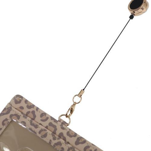 Japan Sanrio Pass Case Card Holder & Reel - Hello Kitty : Face Leopard Tan - 4