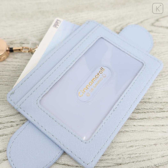 Japan Sanrio Pass Case Card Holder & Reel - Cinnamoroll : Face Blue - 3