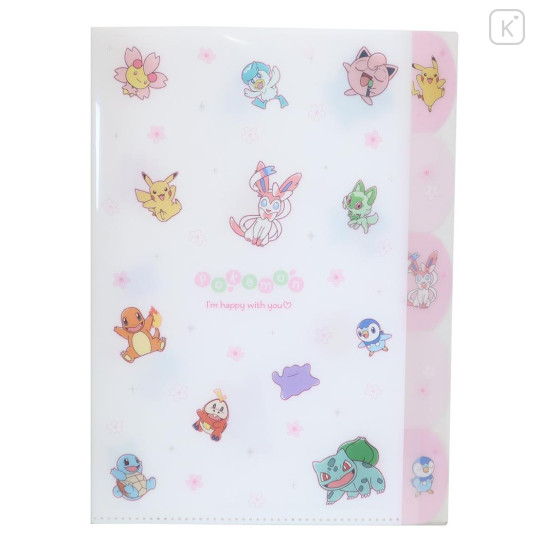 Japan Pokemon 5 Pockets A4 Index File Holder - Pocket Monster : Sakura White - 1