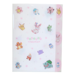 Japan Pokemon 5 Pockets A4 Index File Holder - Pocket Monster : Sakura White