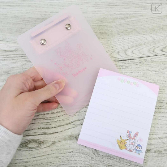 Japan Pokemon Notepad Memo with Binder - Pikachu & Piplup & Sylveon : Sakura White - 2