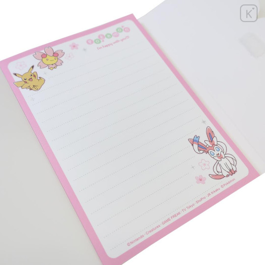 Japan Pokemon A6 Notepad - Pikachu & Piplup & Sylveon : Sakura White - 3