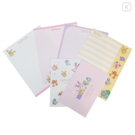 Japan Pokemon Volume Up Letter Envelope Set - Pikachu & Piplup & Sylveon : Sakura White - 1