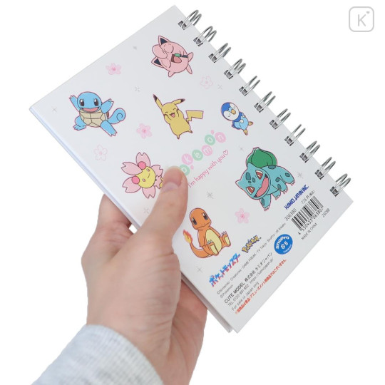 Japan Pokemon A6 Ring Notebook - Pikachu & Piplup & Sylveon : Sakura White - 2