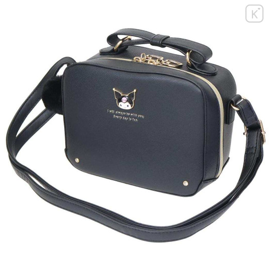 Japan Sanrio Faux Leather Shoulder Crossbody Bag - Kuromi : Black Gold - 1