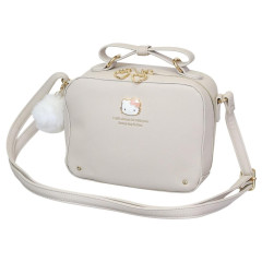 Japan Sanrio Faux Leather Shoulder Crossbody Bag - Hello Kitty : Ivory Gold