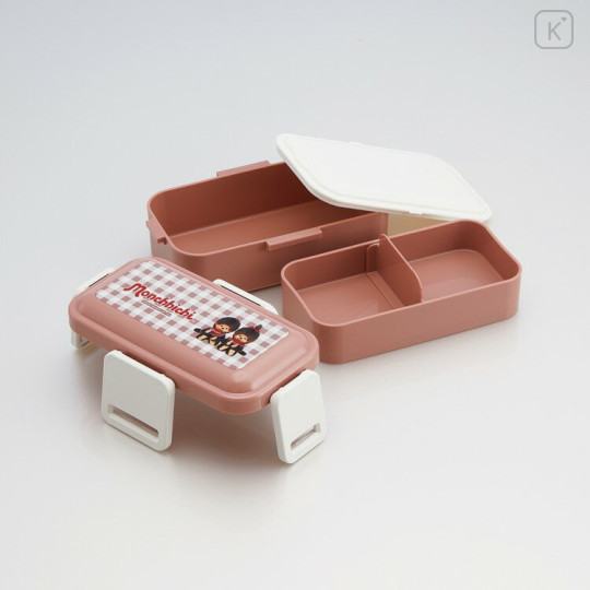 Japan Monchhichi 2 Tier Bento Lunch Box 600ml - Gingham Brown - 2