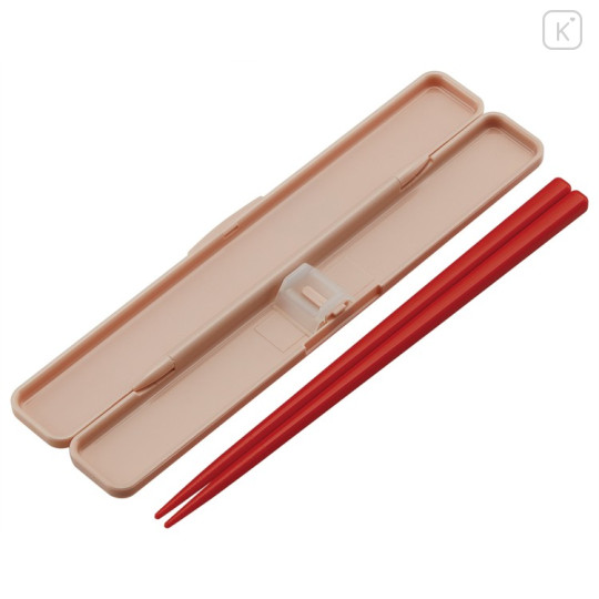 Japan Monchhichi Chopsticks 18cm with Case - Gingham Brown - 2