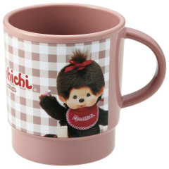 Japan Monchhichi Stacking Plastic Cup - Gingham Brown