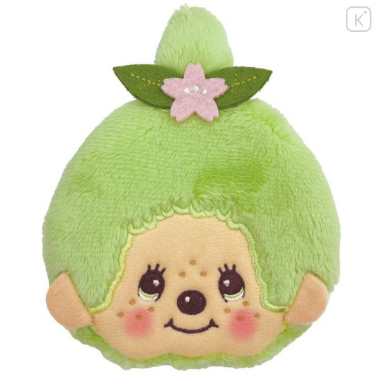 Japan Monchhichi Mini Gamaguchi Clasp Pouch Coin Purse - Matcha Green Girl Smile - 1