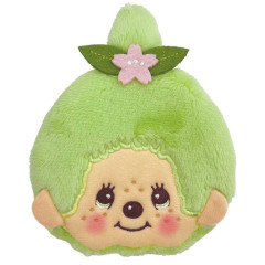 Japan Monchhichi Mini Gamaguchi Clasp Pouch Coin Purse - Matcha Green Girl Smile