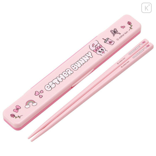Japan Esther Bunny Chopsticks 18cm with Case - Pink - 1