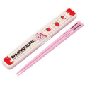 Japan Panchu Rabbit Chopsticks 18cm with Case - Gingham Pink Strawberry - 1