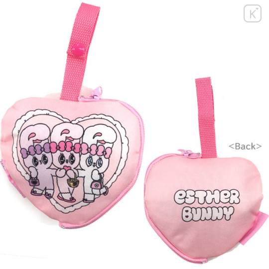 Japan Esther Bunny Satin Eco Bag with Pouch - Pink - 3