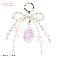 Japan Sanrio Acrylic Keychain Bag Charm - My Melody : Dolly Mix Petit Pearl Ribbon