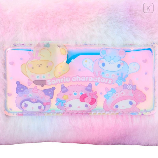 Japan Sanrio Original Fluffy Cosmetic Pouch - Colorful Pop Monster - 4