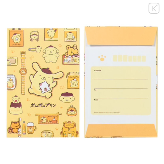 Japan Sanrio Letter Envelope Set - Pompompurin : 30th Anniversary Friends Yellow - 3